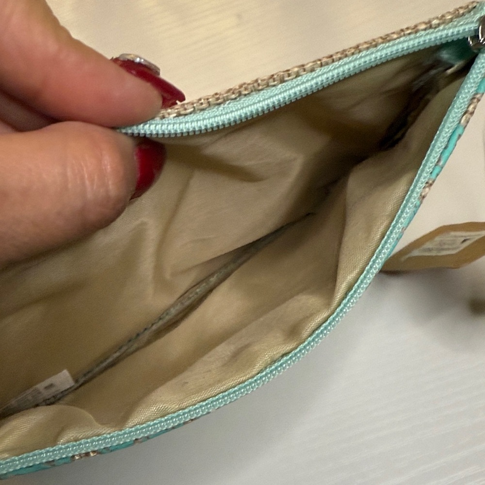 Goa Ibiza Turquoise and Tan Canvas pouch With Mandala Pattern - Picture 4 of 8
